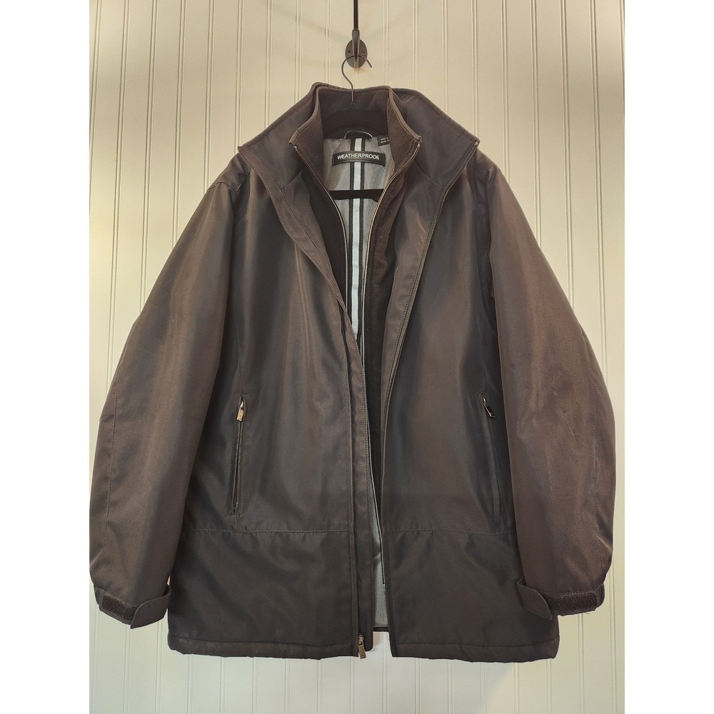 Weatherproof Mens Black Full Zip Quilted Lined Winter Coat Size Medium Thick